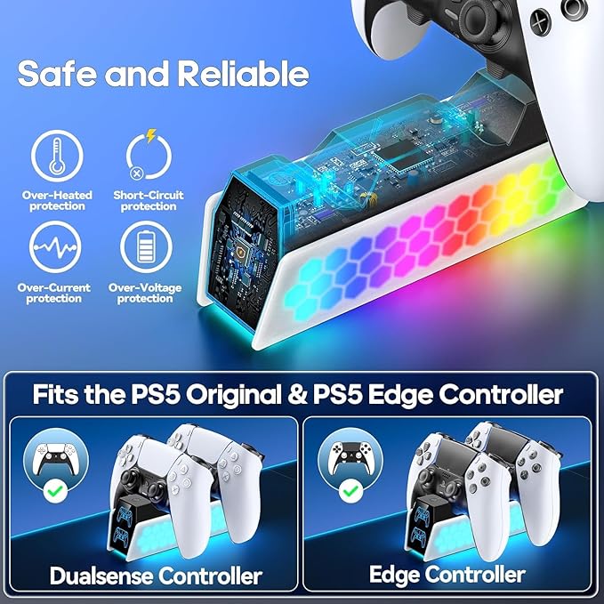 New World For PS5 Controller Charger Station Compatible with DualSense & Edge Controllers